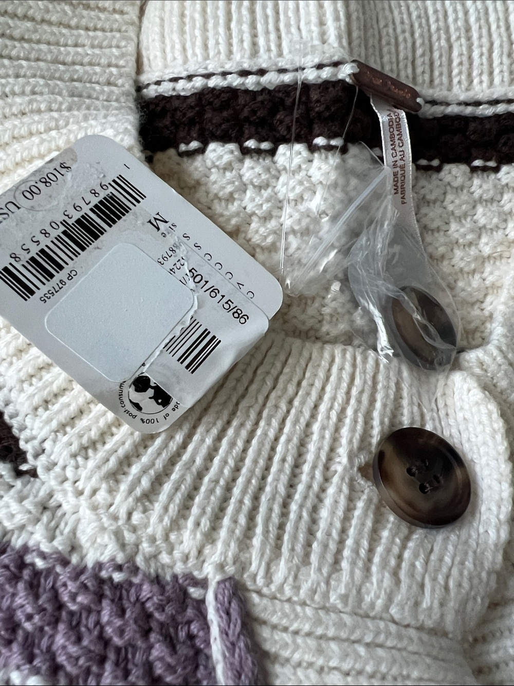 Free People Striped Cardi in Ivory Combo Size Small & Medium NWT - Picture 5 of 12